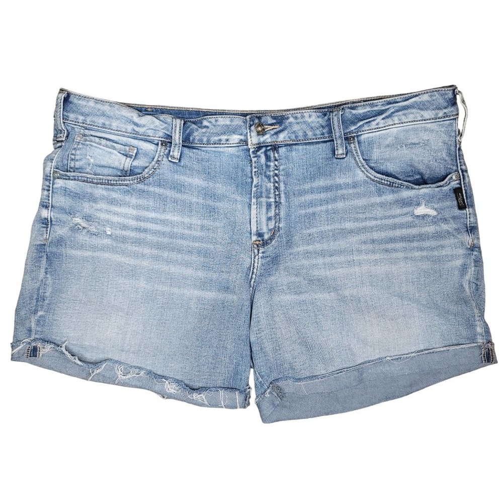 silver jeand co. boyfriend shorts rolled raw hem shorts light wash size 20